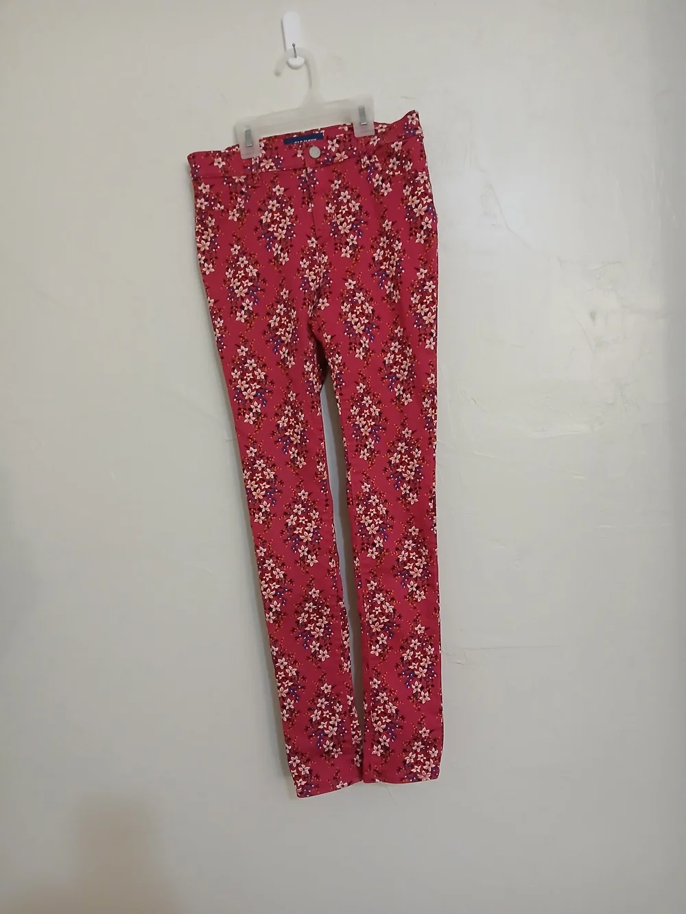 Old Navy Youth Girls Adjustable Waist Hot Pink Floral Stretch Jeans 16 Regular